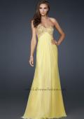 Picture of: Patterned Chiffon Prom Dress with Embellished Bust in Yellow, Style: 17499, Detail Picture 2