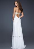 Picture of: Patterned Chiffon Prom Dress with Embellished Bust in White, Style: 17499, Detail Picture 3