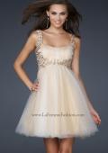 Picture of: Goddess Inspired Short Dress with Embellished Shoulders in Nude, Style: 17500, Main Picture