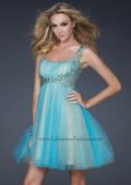 Picture of: Goddess Inspired Short Dress with Embellished Shoulders in Blue, Style: 17500, Detail Picture 1