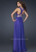 Picture of: Deep V Neck Chiffon Prom Dress with Pleating in Purple, Style: 17503, Back Picture