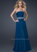Picture of: Strapless Chiffon Gown with Embellished Waistband in Blue, Style: 17505, Main Picture