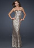 Picture of: Mermaid Stretch Sequin Prom Dress with Exposed Back in Gold, Style: 17506, Back Picture