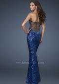 Picture of: Mermaid Stretch Sequin Prom Dress with Exposed Back in Blue, Style: 17506, Detail Picture 2
