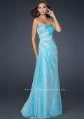 Picture of: Strapless Chiffon Dress with Embellishments and Pleats in Blue, Style: 17507, Detail Picture 2