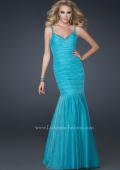 Picture of: Form Fitting Mermaid Dress with Beaded Neckline in Blue, Style: 17508, Main Picture