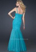 Picture of: Form Fitting Mermaid Dress with Beaded Neckline in Blue, Style: 17508, Back Picture