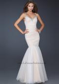 Picture of: Form Fitting Mermaid Dress with Beaded Neckline in White, Style: 17508, Detail Picture 1