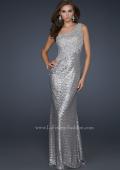 Picture of: Glam One Shoulder Strap Prom Dress with Sequins in Silver, Style: 17512, Back Picture