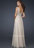 Picture of: V Neck Chiffon Prom Dress with Sequins and Pleating in Nude, Style: 17514, Back Picture