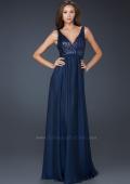 Picture of: V Neck Chiffon Prom Dress with Sequins and Pleating in Blue, Style: 17514, Detail Picture 1