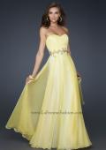 Picture of: Strapless Chiffon Prom Dress with Beaded Waistband in Yellow, Style: 17515, Main Picture