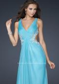 Picture of: Chiffon V Neck Prom Dress with Lace and Beaded Detail in Blue, Style: 17520, Main Picture