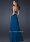 Picture of: Strapless Layered Chiffon Prom Gown with Pleated Bust in Blue, Style: 17523, Back Picture