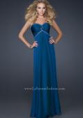 Picture of: Elegant Chiffon Gown with Pleating and Beading in Blue, Style: 17527, Detail Picture 2
