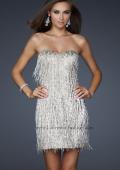 Picture of: Short Strapless Cocktail Dress with Sequined Bodice in Silver, Style: 17529, Detail Picture 1