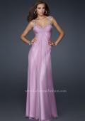 Picture of: Full Length Chiffon Prom Dress with Pleated Bust and Beading in Purple, Style: 17530, Main Picture
