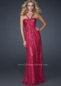 Picture of: Full Length Sequin Halter Dress with Diamond Open Back in Pink, Style: 17538, Detail Picture 1