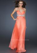 Picture of: Glam Chiffon Prom Gown with Embellished Waistband in Orange, Style: 17543, Detail Picture 2