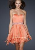 Picture of: Chiffon Cocktail Dress with Beaded Waist and Ruffles in Orange, Style: 17544, Main Picture
