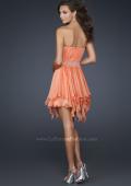 Picture of: Chiffon Cocktail Dress with Beaded Waist and Ruffles in Orange, Style: 17544, Back Picture