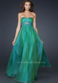 Picture of: Chiffon Prom Dress with Beaded Waist and Pleating in Green, Style: 17546, Main Picture