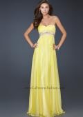 Picture of: Chiffon Prom Dress with Beaded Waist and Pleating in Yellow, Style: 17546, Detail Picture 2