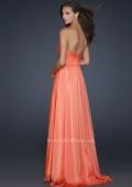 Picture of: Full Length Chiffon Dress with Accent Beading in Orange, Style: 17558, Back Picture
