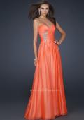 Picture of: Full Length Chiffon Dress with Accent Beading in Orange, Style: 17558, Detail Picture 1