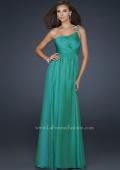 Picture of: Full Length Chiffon Gown with Embellished Shoulder Strap in Green, Style: 17575, Main Picture
