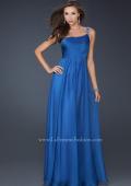 Picture of: Full Length Chiffon Gown with Embellished Shoulder Strap in Blue, Style: 17575, Detail Picture 1