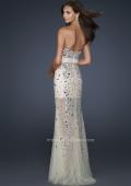 Picture of: Sheer Beaded Prom Dress with Sweetheart Neckline in Silver, Style: 17603, Back Picture