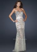 Picture of: Sheer Beaded Prom Dress with Sweetheart Neckline in Silver, Style: 17603, Detail Picture 1