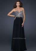 Picture of: Full Length Chiffon Gown with Detailed Beaded Bust in Black, Style: 17612, Main Picture