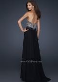 Picture of: Full Length Chiffon Gown with Detailed Beaded Bust in Black, Style: 17612, Back Picture