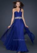 Picture of: Full Length Chiffon Gown with Embellished Waist Band in Blue, Style: 17613, Main Picture