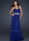 Picture of: Full Length Chiffon Gown with Embellished Waist Band in Blue, Style: 17613, Detail Picture 1