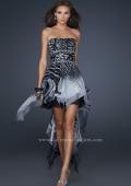 Picture of: Printed Short Chiffon Dress with High Low Hem and Beads in Print, Style: 17624, Main Picture