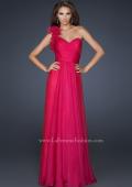 Picture of: Glam Chiffon Dress with Floral One Shoulder Strap in Pink, Style: 17635, Main Picture