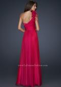 Picture of: Glam Chiffon Dress with Floral One Shoulder Strap in Pink, Style: 17635, Back Picture