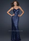 Picture of: Full length Sequin Gown with V Shaped Front and Back in Blue, Style: 17645, Main Picture