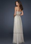 Picture of: Chiffon Prom Gown with Pleats and Beaded Waistband in Nude, Style: 17646, Back Picture