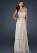 Picture of: Chiffon Prom Gown with Pleats and Beaded Waistband in Nude, Style: 17646, Detail Picture 1