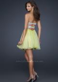 Picture of: Strapless Chiffon Gown with Open Back and Beads in Green, Style: 17649, Back Picture