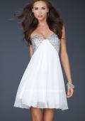 Picture of: Strapless Chiffon Gown with Open Back and Beads in White, Style: 17649, Detail Picture 1