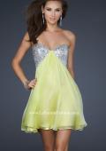 Picture of: Strapless Chiffon Gown with Open Back and Beads in Green, Style: 17649, Detail Picture 2