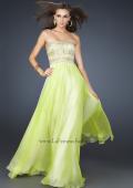 Picture of: Full Length Chiffon Gown with Beaded and Sequined Bust in Green, Style: 17657, Main Picture