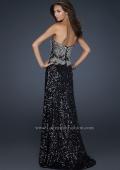 Picture of: Elegant Strapless Dress with Beads and a Sequin Skirt in Black, Style: 17669, Back Picture
