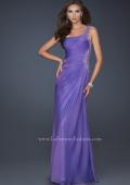 Picture of: One Shoulder Strap Dress with Pleating and Beading in Purple, Style: 17684, Detail Picture 1