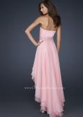 Picture of: Pleated Chiffon Prom Dress with High Low Hem in Pink, Style: 17689, Back Picture